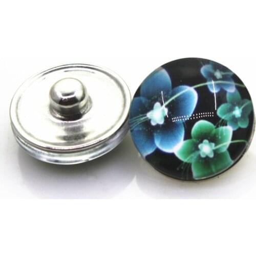 New Arrival 20pcs/lot Flower Style1 Snap Buttons For 18mm Ginger Snap Bracelet&Bangles DIY Glass Snap Button Jewelry Charms