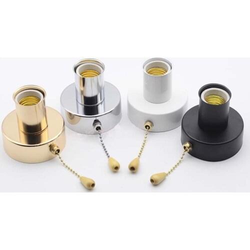 Gold Chrome White Black Lamp Base With 5/50/100CM Zipper Switch E27 Lamp Holder For Mirror Light Bedside Wall Lighting Fixtures