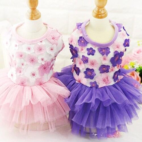 Pet Dog Dress Sweet Princess Dress Summer Pet Floral Gauze Dog Vest Apparel Puppy Dresses For Dogs And Cats