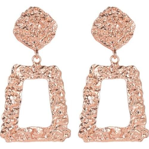 Retro Fashion Geometric Trapezoid Circle Golden Rose Gold White Alloy Dangle Earrings Drop Earrings For Women