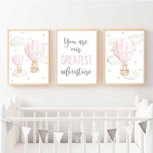 Pink Balloon Animal Canvas Poster Wall Art Print Painting Nordic Style Wall Picture Living Home Decor Canvas Painting Room Decor