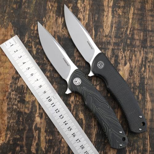 Petrified fish K110 Steel 949 Folding Knife Damask pattern Handle Ceramic Ball bearings Camping Hunting Knives EDC tool