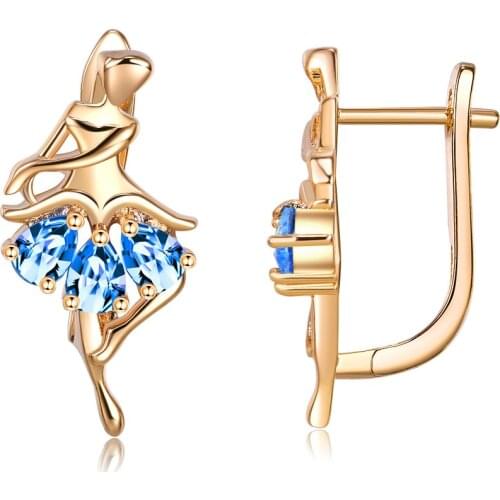 ZEMIOR Earrings For Women Ballet Stud Earring Skirt Shape Blue Cubic Zirconia Romantic Prom Party Fashion Jewelry Wholesale
