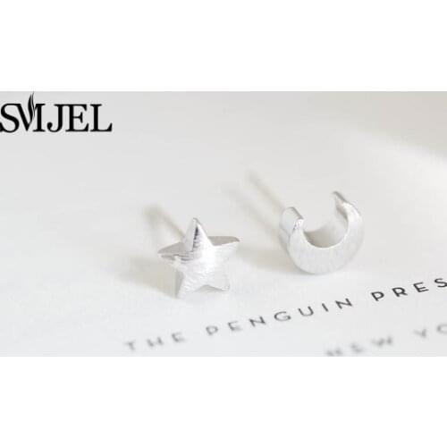 SMJEL Fashion Jewelry New Tiny Matte Love Moon and Star Stud Earrings for Women Birthday Teen Gifts boucle d'oreille femme 2017