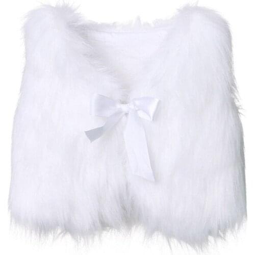 Fashion Girls Coats White Faux Fur Vests Warm Cotton Girls Outerwear Toddler Girl Clothes Kids Jackets Sleeveless Waistcoat Coat