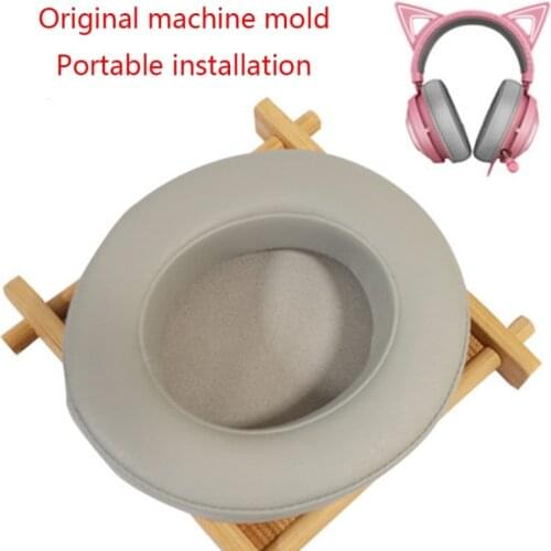 1 Pair Leather Earpads Round Foam Ear Pads Cushions Cover for Razer Kraken Kitty RGB USB Gaming Headset