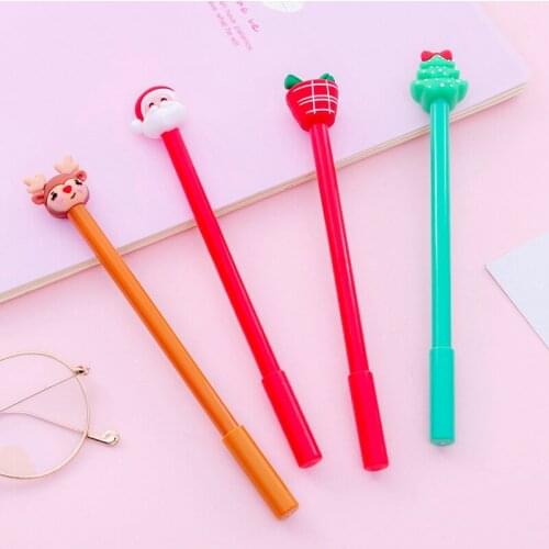 2pcs Christmas Gel Pen Cute Santa Claus Present Black Ink Neutral Pen 0.5mm Writing Student Stationery Office School Supplies