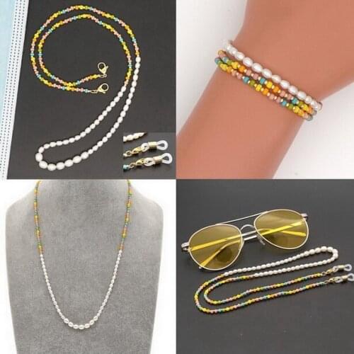 2021 Boho Clay Shell Glasses Mixed Long Bead Lanyard Fashion Personality Anti-Slip Mask Chain Lanyard Folded Bracelet For Female