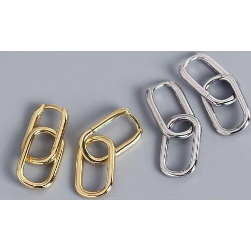 2021 New 925 Sterling Silver Oval Shape Piercing Stud Earring For Women Girls Party Jewelry Pendientes Accessories eh996