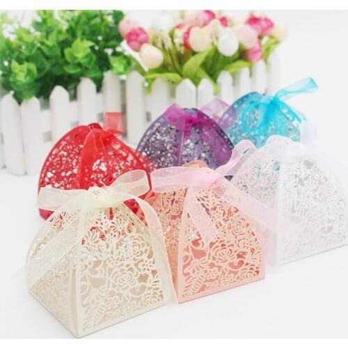 30 50pcs Laser Cut Flower Wedding Candy Box Packaging Chocolate Cookie Box Wedding Birthday Christmas Party Decoration Gift Box