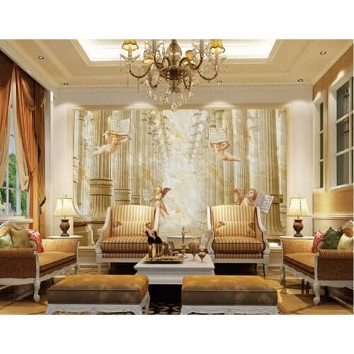 3d wallpaper for room wall 3d wallpaper Roman pillar little angel marble background wall mural 3d wallpaper