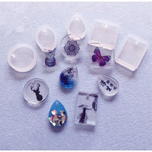 5pcs/set New Round Rectangle Square Oval Water Drop Shape Round Crystal Epoxy Mold DIY Jewelry Pendant Resin Molds Keychain Mold