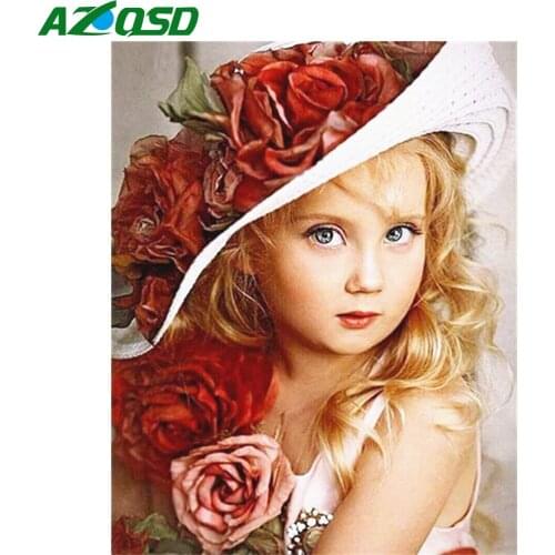 AZQSD Diamond Painting 5d Girl Cross Stitch Rhinestones Diamond Embroidery Portrait Art Needlework Gift Handicrafts Home Decor