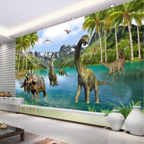 Beibehang Custom Photo Wallpaper 3D Stereo Large Murals Jurassic era dinosaurs living room sofa bed bedroom flash silver cloth