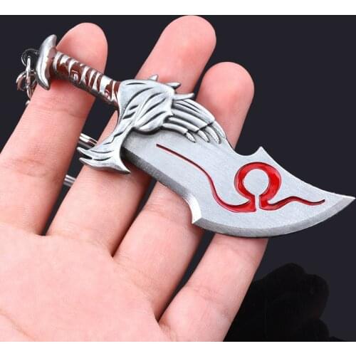 God Of War 4 Logo Keychain Kratos Axe Knife Key Chains Sword OLYMPUS KRATOS Weapons Model Pendant Keyring for Men Jewelry