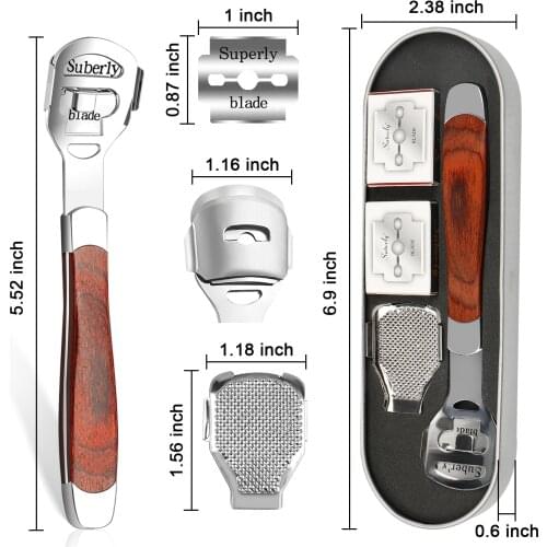 Foot Callus Shaver Heel Hard Skin Remover Hand Feet Pedicure Razor Tool Shavers Stainless Steel Handle 10 Blades Foot Care Tools