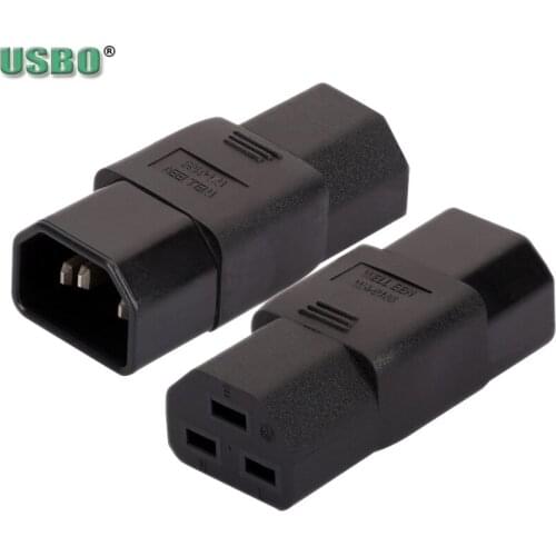 Black CE Copper 10A to 16A IEC320 C14 male to C21 female PDU UPS Power Receptacle Outlet Connector Triprong Plug Adapter Socket