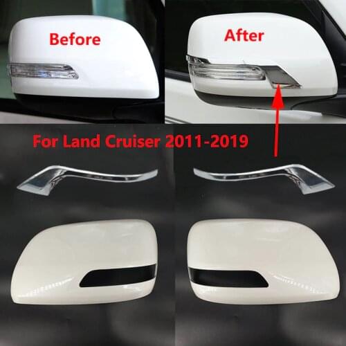 For Toyota Land Cruiser LC200 2011-2019 Car Wing Door Side Rearview Mirror Cover Cap Lid with Chrome Trim Garnish One Pair