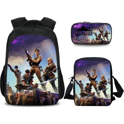 Fortnite 3pcs School Bags For Boys Girls Games 3d Printe 16inch Primary Backpack Teenagers Mochilas