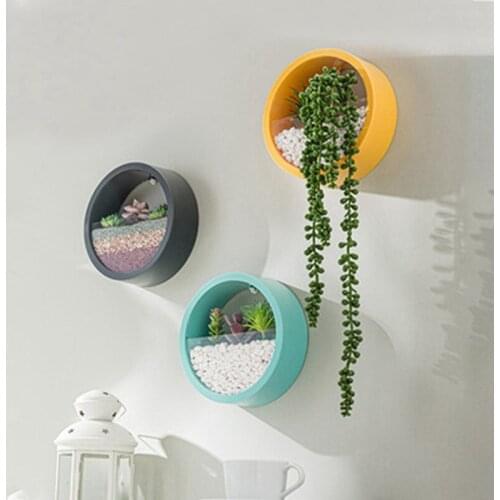 Round Iron Wall Vase Home Living Room Decoration Bonsai Restaurant Hanging Basket Succulent Cactus Flower Pot