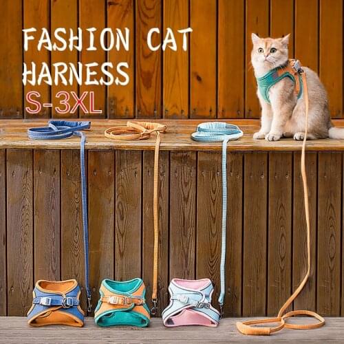 Fashion Cat Harnesses for Cat Adjustable Reflective Pet Harness and Leash Set Katten Kitty Mascotas Gotas Accessories Pour Chats