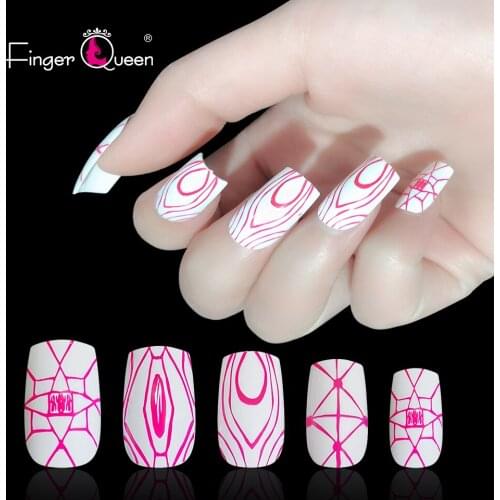Nail Stickers Fake Nails Designer Supplies Pink Reticulation Stamping Acrylics Almond Top Forms Summer Art Diy Tool Decoration