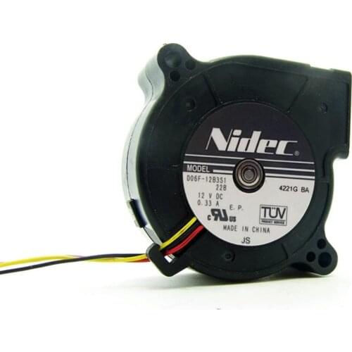 NIDEC 6cm D06F-12BS1 6cm 60*60*25mm DC 12V 0.33A 3 Lines Projector Turbine Cooling Fan