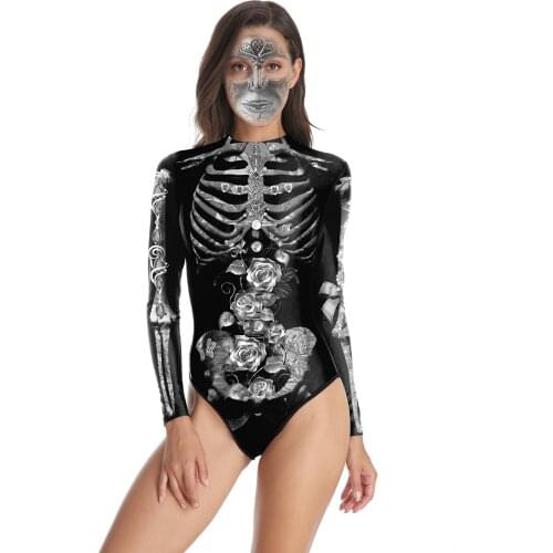 Halloween night stage costumes sexy slim swimsuits women one piece long-sleeved ladies swimsuits Tops Womens One-Piece Suits