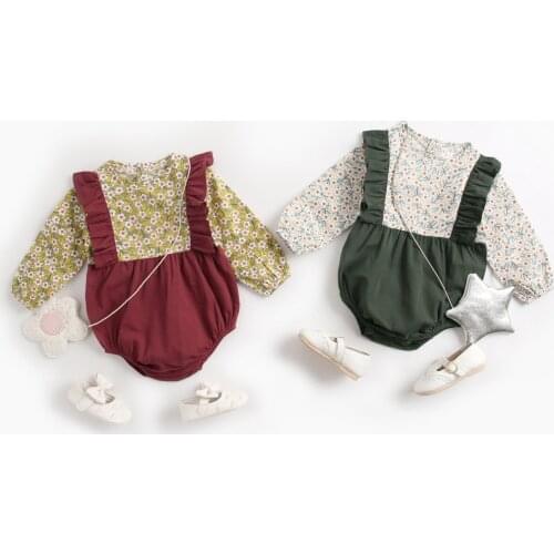 Spring New Baby Clothes Girls Long Sleeve Lace Floral Bodysuits Infant Romper Girls O-neck 100% Cotton Princess Cute Outfit 1pc