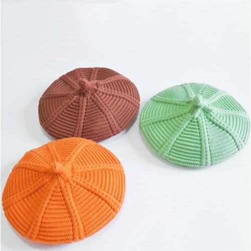 New childrens knitted beret autumn and winter woolen hat fashion trendy cute kid baby fashion hat beanie newborn hat