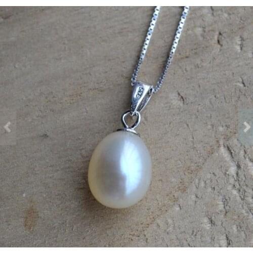 New Favorte Wedding Pearl Necklace White Color Real Freshwater Pearls S925 Sterling Silver Pendant Necklace Charming Girl Gift