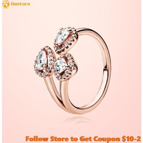 925 Sterling Silver Women Rings Rose golden Rings Geometric Shapes Open Rings for Women Jewelry Anniversary
