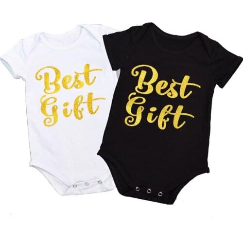 Newborn Baby Boy Girl Short-sleeved Letter Best Gift Romper Outfits Baby Clothes Cotton Jumpsuit Toddler Baby Summer Onesie
