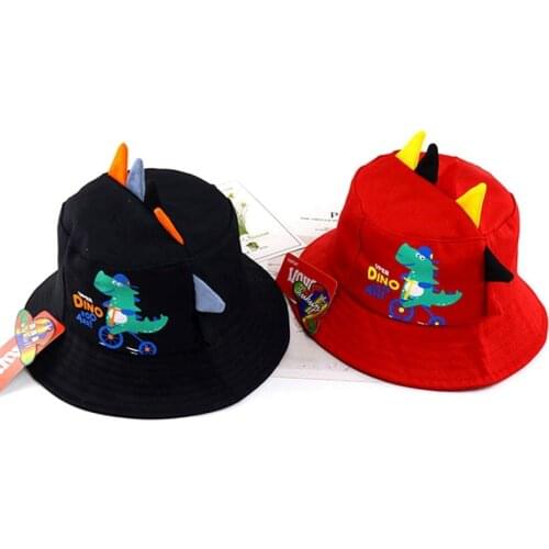 New Fashion Spring Summer Baby Lovely Cartoon Dinosaur Bucket Hats Kids Boys Girls Outdoor Sun Hat Children Beach Caps