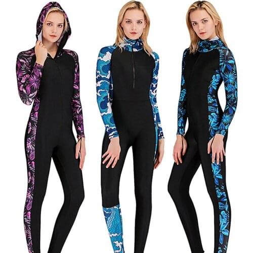 SBART new ladies wetsuit one-piece sunscreen swimsuit surfing Lycra quick-drying hooded wetsuit warm jellyfish protection