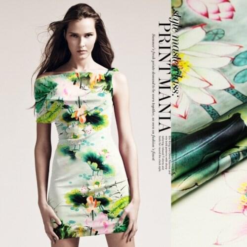 PRINTED SILK STRETCH SATIN 118cm width 19momme Pure Silk Fabric For Sewing Dresses Sewing Accessories Big Sale Promotion