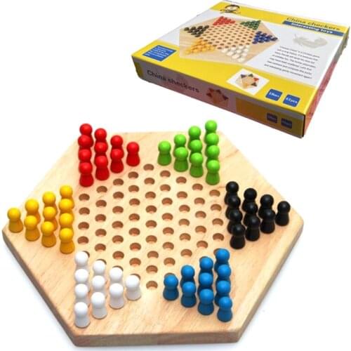 Hexagonal Flying Chess Board Wooden Puzzle Teaching Aid for Toddlers Parents