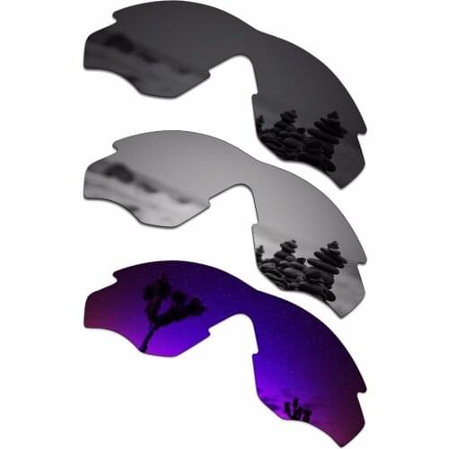 SmartVLT 3 Pieces Polarized Sunglasses Replacement Lenses for Oakley M2 Frame Stealth Black & Silver Titanium & Plasma Purple