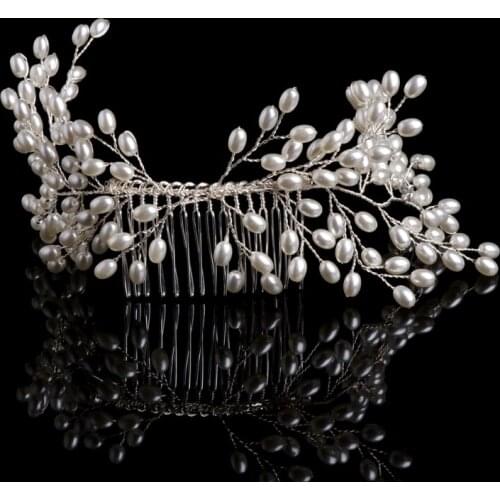 Bridal Faux Pearl Wedding Girls Tiara Headdress Headband Hair Comb Jewelry Party