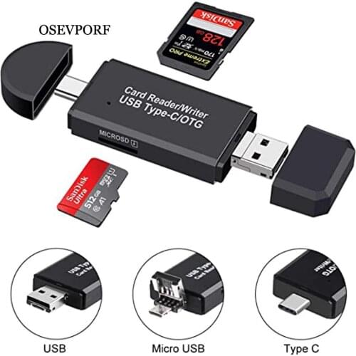 OSEVPORF SD Card Reader USB 2.0 OTG Micro USB Type C Cardreader SD Memory Card Readers For Micro SD TF USB Type-C OTG Adapter