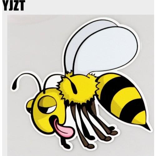 YJZT 12.7CM×12.3CM Funny Tired Bee Waterproof Car Sticker Decal PVC 11C-0099