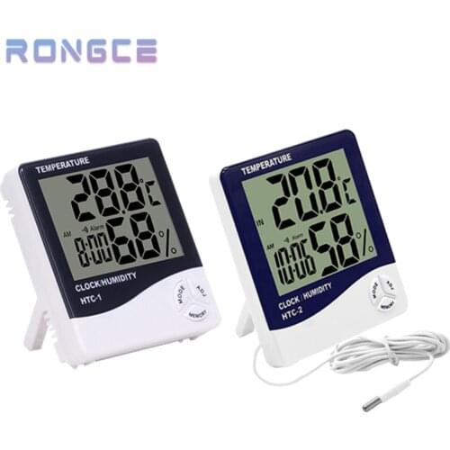 LCD Digitale Elektronische Temperatur Feuchtigkeit Meter Outdoor Indoor Thermometer Hygrometer Wetter Station Uhr HTC-2 HTC-1