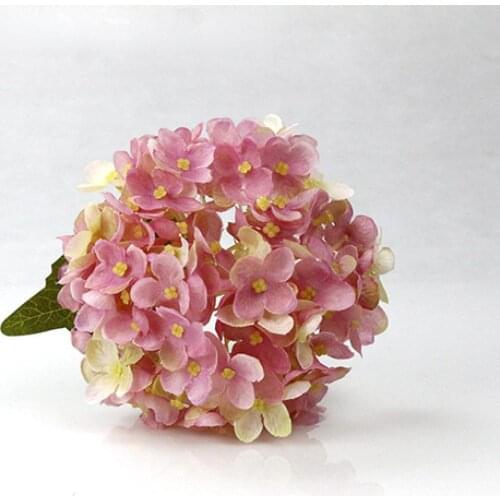 1 Bouquet Faux Artificial Silk Flower Hydrangea Leaves Wedding Party Decor Craft