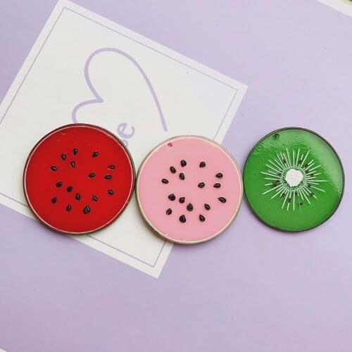 10pcs 48*48mm Imitation Watermelon kiwi slice charms fruit Jewelry necklace pendant keychain charms for DIY decoration