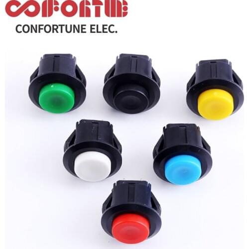 6PCS AC 230V 1A 14MM Mounting Thread Dia 2 Pin Circular Push Button Game Machine DS-500 OFF-ON DS-501 ON-OFF Momentary