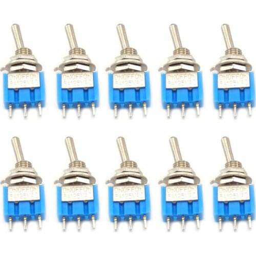 10PCS Blue Mini MTS-102 6A 125VAC 3-Pin ON-ON SPDT Toggle Switch
