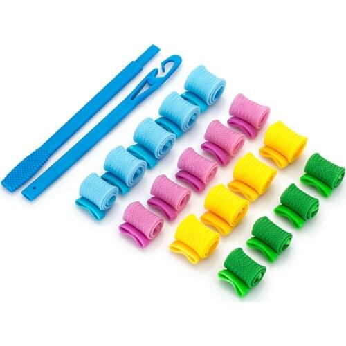 18pcs Hair Rollers Soft Hair Curling Net Heatless Hair Wave Curler Styling Tools Snail Shape Curler Hairdressing Tool