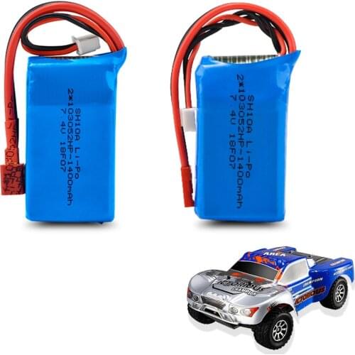 2pcs 2S 7.4V 1400mAh 40C Lipo Battery JST / T plug for WLtoys A959-b A969-b A979-b K929-B RC Car Rc Boat Quadcopter FPV