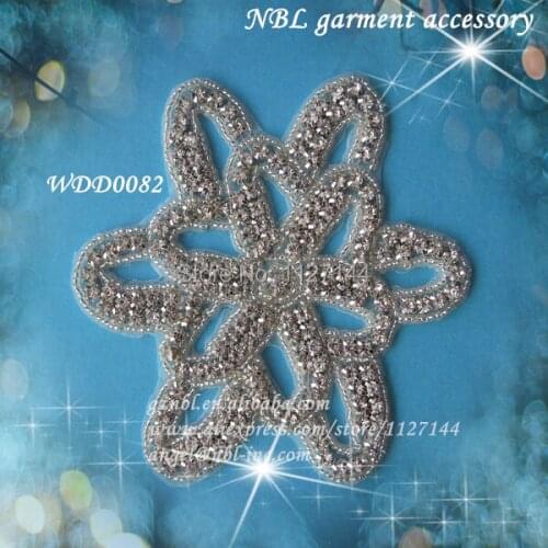 30 PIECES) bridal beaded rhinestone flower applique for dressWDD0082