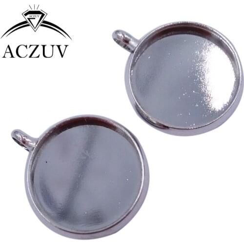 500pcs Rhodium Plated 10mm 12mm 14mm 16mm 18mm 20mm 25mm Round Charms Bezel Pendant Blank Glass Cabochon Base Setting BPSK007